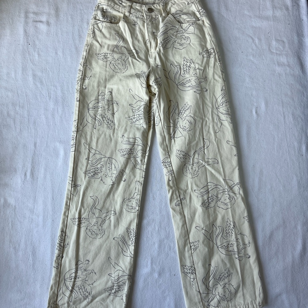 Nectar Clothing Women’s Off White Baggy Cupid Pants - Size S